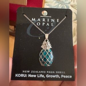 Silver and Blue Pineapple Pendant Necklace
